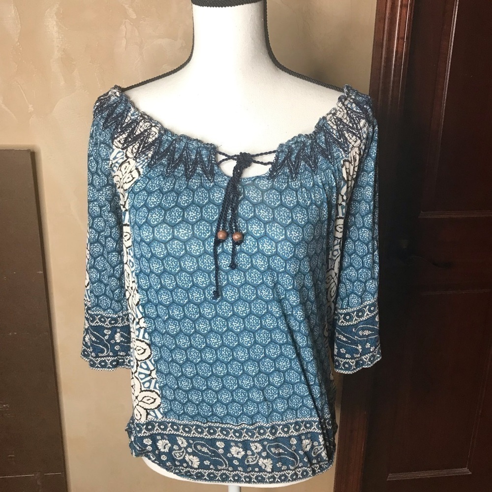 Lucky Brand Blue Patterned Top
